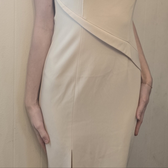 Buttery Yellow Structured Sheath Dress | Elegant Draped Detail - Picture 6 of 15